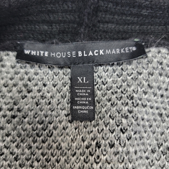White House Black Market Gray/Black Fuzzy Wool/Alpaca Blend Cardigan Sweater XL - Picture 13 of 14